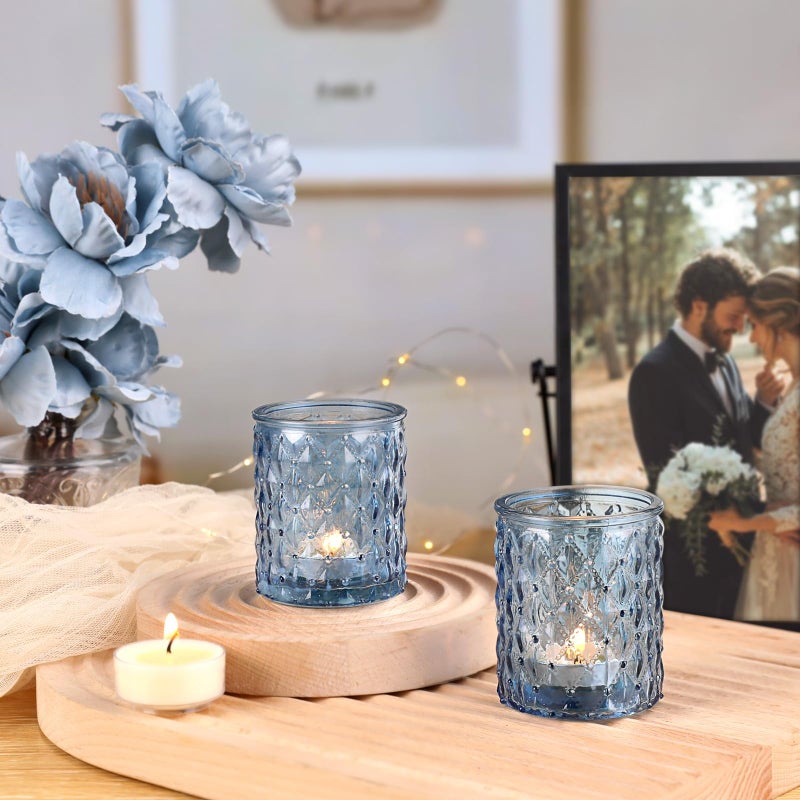 NITIME 36pcs Blue Votive Candle Holders-Glass Candle Holder for Wedding Decor, Tea Light Candle Holders for Centerpiece Table Decorations, Home Decor and Party Decor - Image 4